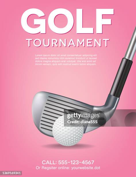 gold tournament invitation template with golf club and ball - golf club stock illustrations