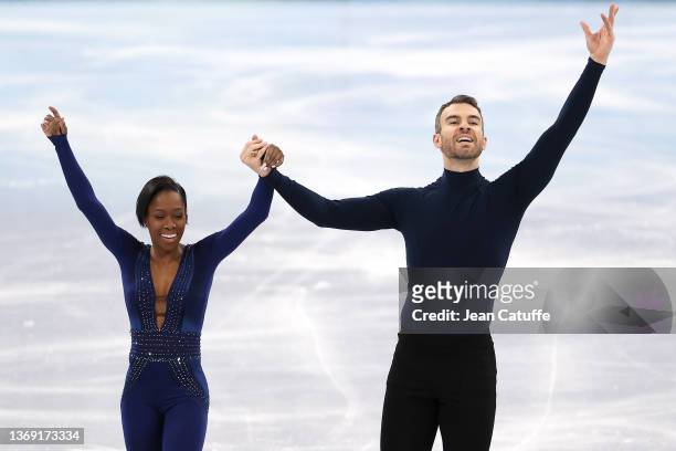Vanessa James and Eric Radford of Team Canada skate during the Pair Skating Free Skating Team Event on day three of the Beijing 2022 Winter Olympic...