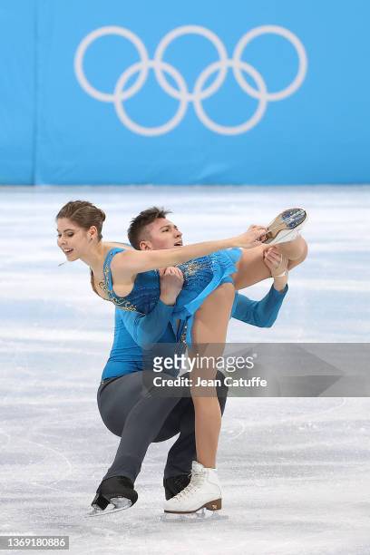 Anastasia Mishina and Aleksandr Galliamov of Team Russia skate during the Pair Skating Free Skating Team Event on day three of the Beijing 2022...