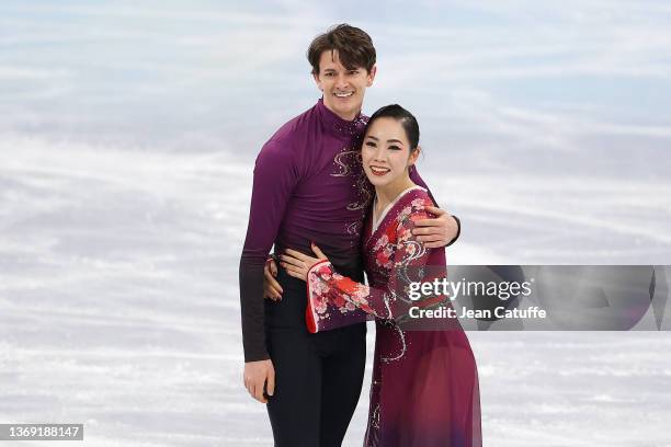 Misato Komatsubara and Tim Koleto of Team Japan skate during the Pair Skating Free Skating Team Event on day three of the Beijing 2022 Winter Olympic...