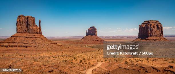 monument valley,panoramic view of rock formations against sky,arizona,united states,usa - butte rocky outcrop stock pictures, royalty-free photos & images
