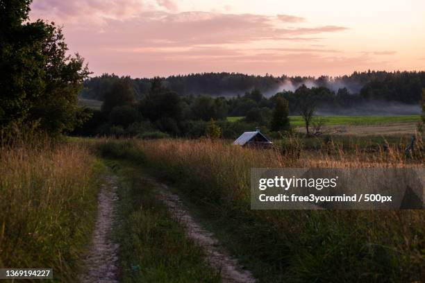 scenic view of field against sky during sunset,braslaw,belarus - braslaw stock pictures, royalty-free photos & images
