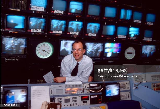 Executive producer of the Today Show Jeff Zucker, poses in the control room of the Today Show at NBC on January 21, 1993 in New York City, NY.
