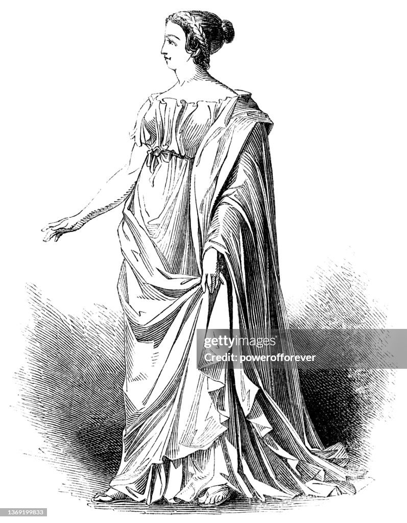 Antigua Mujer Matrona Romana Siglo Ac Ilustración de stock