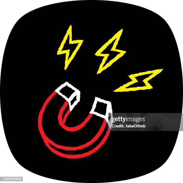 magnet doodle 3 - drawing of lightning stock illustrations
