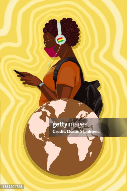 black history month - portrait on black background stock illustrations