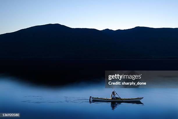 xxl twilight kayaker - british columbia landscape stock pictures, royalty-free photos & images