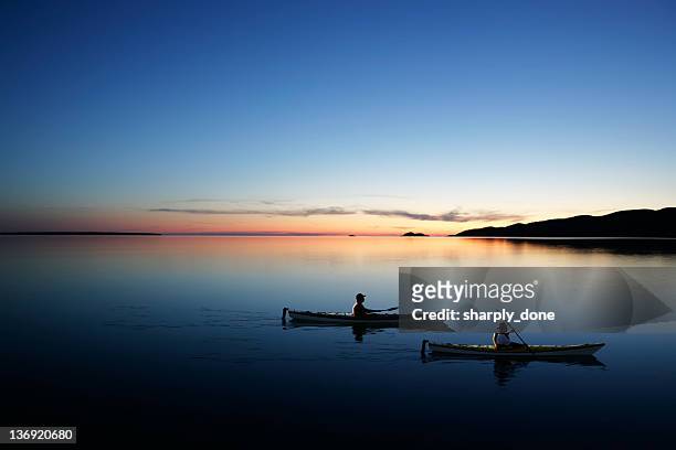 xxl twilight kayakers - michigan stock pictures, royalty-free photos & images