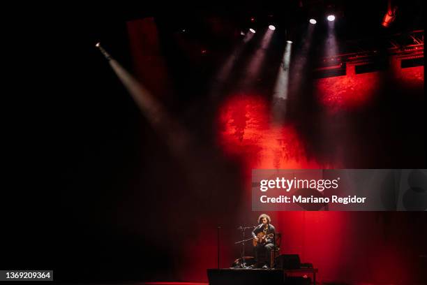 Swedish indie folk singer-songwriter Jose Gonzalez performs on stage at Espacio Ibercaja Delicias on February 07, 2022 in Madrid, Spain.