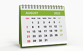 Standing Desk Calendar August 2022 green