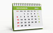 Standing Desk Calendar November 2022 green