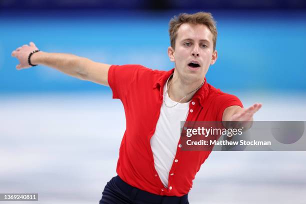 Michal Brezina of Team Czech Republic skates during the Men Single Skating Short Program on day four of the Beijing 2022 Winter Olympic Games at...