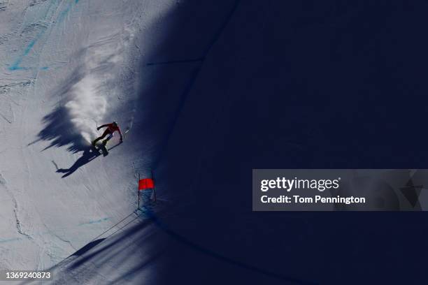 Stefan Rogentin of Team Switzerland skis during the Men's Super-G on day four of the Beijing 2022 Winter Olympic Games at National Alpine Ski Centre...