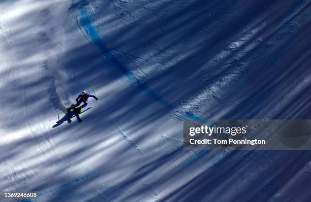 Matteo Marsaglia of Team Italy skis during the Men's Super-G on day four of the Beijing 2022 Winter Olympic Games at National Alpine Ski Centre on...