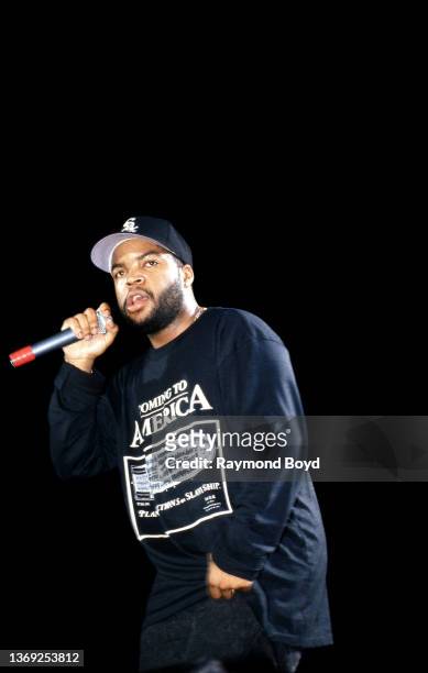 Rapper Ice Cube performs at the U.I.C. Pavilion in Chicago, Illinois in March 1992.