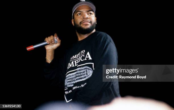 Rapper Ice Cube performs at the U.I.C. Pavilion in Chicago, Illinois in March 1992.