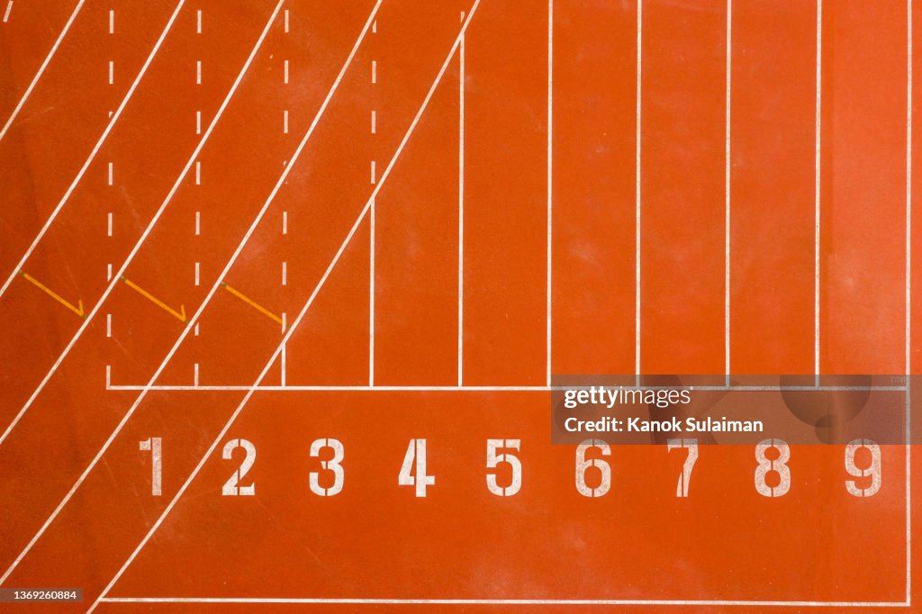 Aerial Top View of Running Track with Numbers