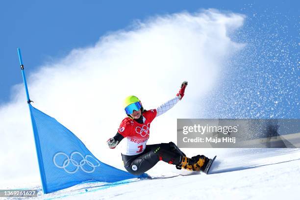 Polina Smolentsova of Team ROC competes during the Women's Parallel Giant Slalom Qualification on Day 4 of the Beijing 2022 Winter Olympic Games at...