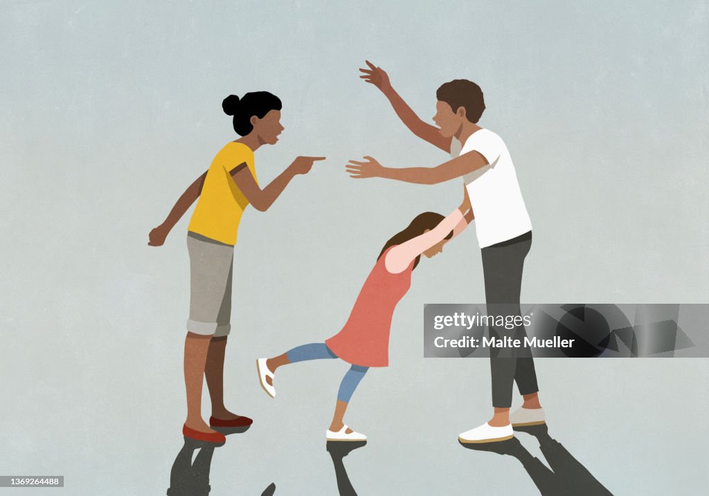 Graphics Arguing Parents Parents Arguing Over Upset Daughter Pushing Father High-Res Vector ...
