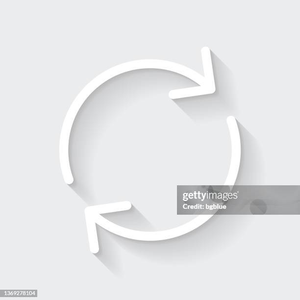 refresh. icon with long shadow on blank background - flat design - replay stock illustrations