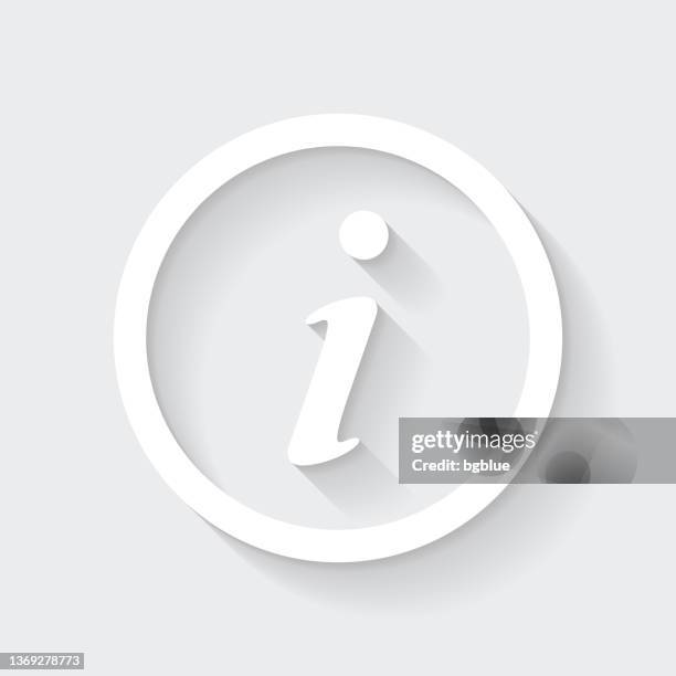 ilustraciones, imágenes clip art, dibujos animados e iconos de stock de información. icono con sombra larga sobre fondo en blanco - diseño plano - señal de información