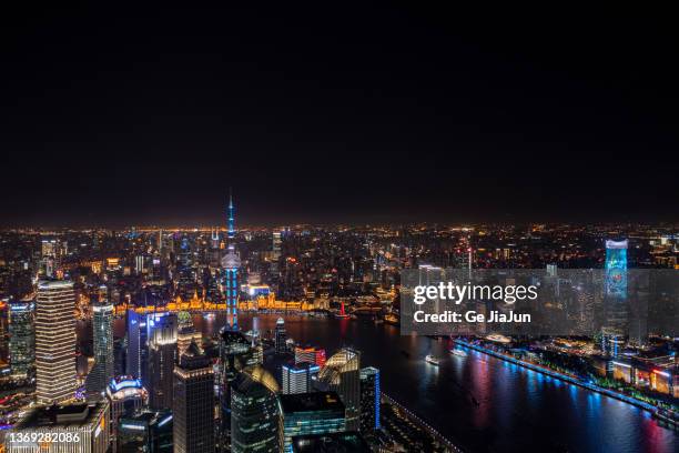 charming night view of lujiazui in pudong, shanghai - shanghai night stock-fotos und bilder