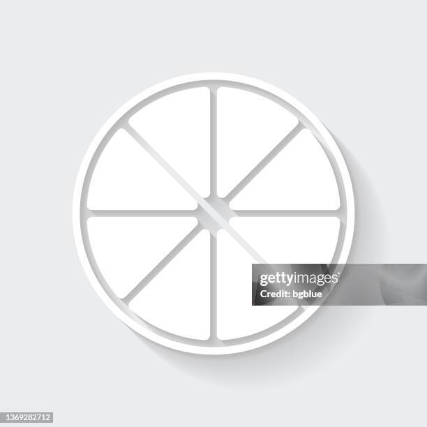 lemon slice. icon with long shadow on blank background - flat design - grapefruit slice stock illustrations