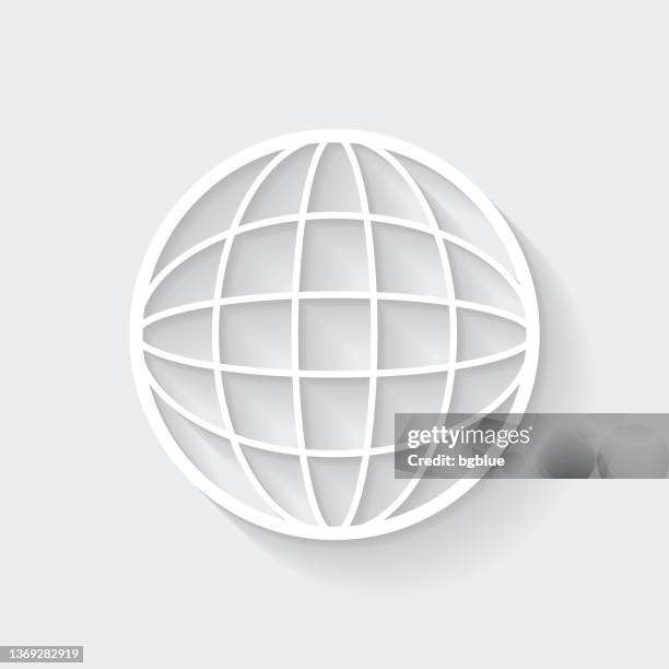 ilustraciones, imágenes clip art, dibujos animados e iconos de stock de globo. icono con sombra larga sobre fondo en blanco - diseño plano - www