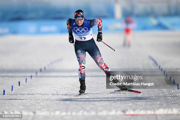 Lotta Udnes Weng of Team Norway competes during the Women's Cross-Country Sprint Free Qualification on Day 4 of the Beijing 2022 Winter Olympic Games...