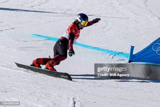 Patrizia Kummer of Switzerland during the Women's Parallel Giant Slalom Qualification on day 4 of the Beijing 2022 Olympic Games at Genting Snow Park...