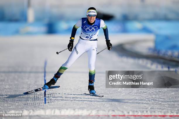 Jaqueline Mourao of Team Brazil competes during the Women's Cross-Country Sprint Free Qualification on Day 4 of the Beijing 2022 Winter Olympic Games...