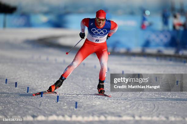 Jovian Hediger of Team Switzerland competes during the Men's Cross-Country Sprint Free Qualification on Day 4 of the Beijing 2022 Winter Olympic...