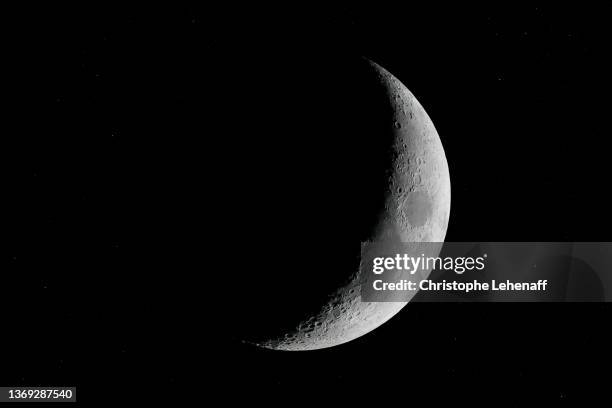 the moon and the starry night - crescent stock pictures, royalty-free photos & images