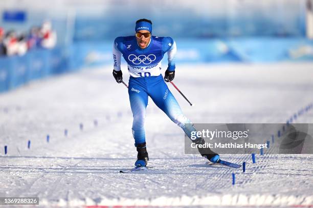 Richard Jouve of Team France competes during the Men's Cross-Country Sprint Free Qualification on Day 4 of the Beijing 2022 Winter Olympic Games at...