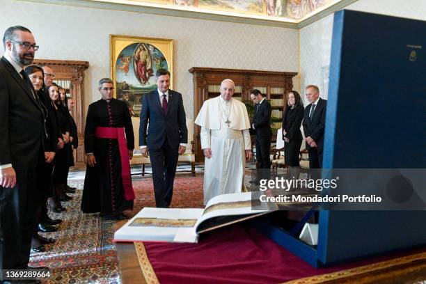 Pope Francis receives the President of the Republic of Slovenia Borut Pahor in audience. Vatican City , February 7th, 2022. RESTRICTED TO EDITORIAL...