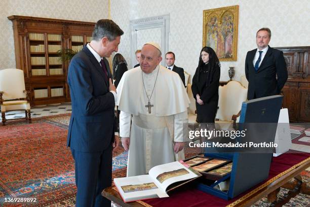 Pope Francis receives the President of the Republic of Slovenia Borut Pahor in audience. Vatican City , February 7th, 2022. RESTRICTED TO EDITORIAL...