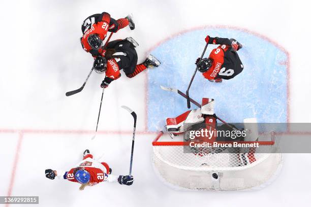 Tereza Vanisova of Team Czech Republic celebrates their equalizing goal scored by Denisa Krizova of Team Czech Republic nn the second period during...