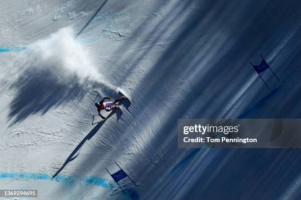 River Radamus of Team United States skis during the Men's Super-G on day four of the Beijing 2022 Winter Olympic Games at National Alpine Ski Centre...