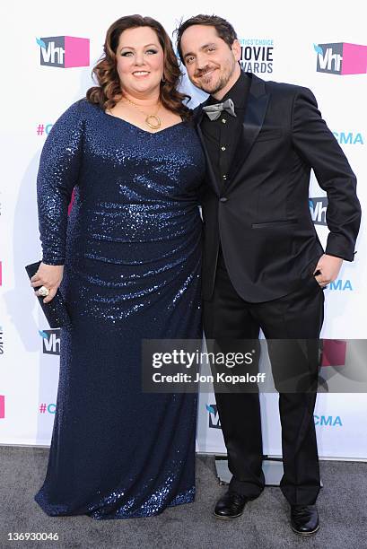 Actress Melissa McCarthy and Ben Falcone arrive at the17th Annual Critics Choice Movie Awards at The Hollywood Palladium on January 12, 2012 in Los...