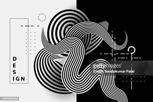 schwarz-weiß-design. muster mit optischer täuschung. - black and white wave stock-grafiken, -clipart, -cartoons und -symbole