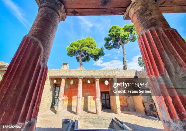 house of the relief of telephus, herculaneum, italy (unesco world heritage) - herculaneum stock pictures, royalty-free photos & images