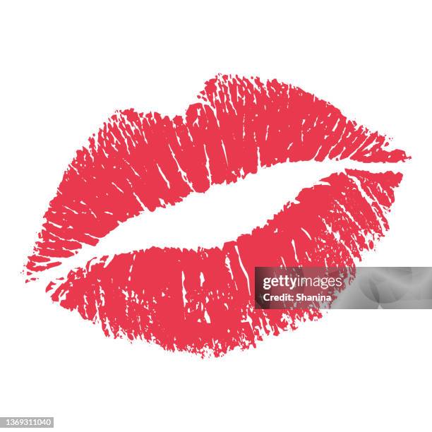 illustrazioni stock, clip art, cartoni animati e icone di tendenza di rossetto bacio - rosso - baciare
