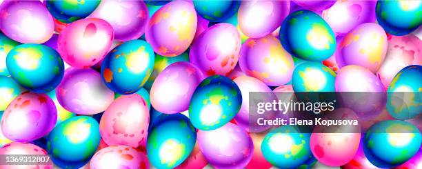 happy easter! abstract festive colored background from multi-colored bright easter eggs. creative graphic vector illustration. - long grass stock illustrations
