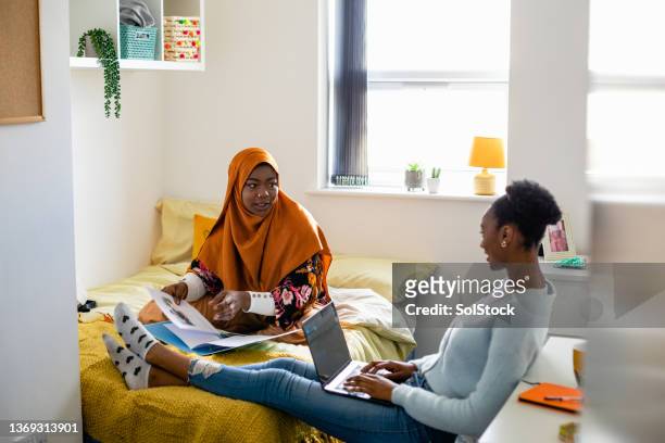 working on a project together - college dorm stock pictures, royalty-free photos & images