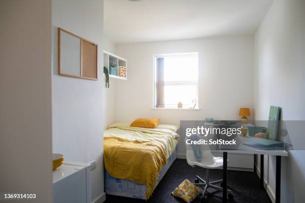 university bedroom - small bedroom stock pictures, royalty-free photos & images