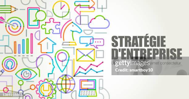 business strategy banner auf französisch, stratégie d'entreprise - stratégie dentreprise stock-grafiken, -clipart, -cartoons und -symbole