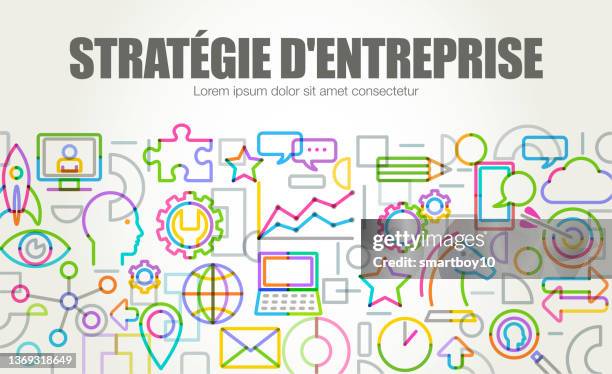 business strategy banner auf französisch, stratégie d'entreprise - culture dentreprise stock-grafiken, -clipart, -cartoons und -symbole