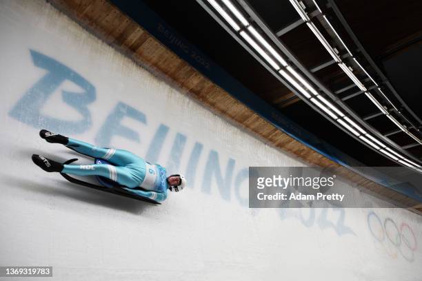 Tatyana Ivanova of Team ROC slides during the Women's Singles Luge Run 3 on day four of the Beijing 2022 Winter Olympic Games at National Sliding...