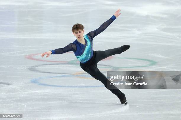 Roman Sadovsky of Team Canada skates during the Men's Singles Skating Short Program on day four of the Beijing 2022 Winter Olympic Games at Capital...