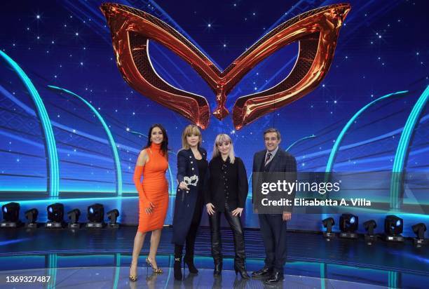 Caterina Balivo, Milly Carlucci, Arisa and Flavio Insinna attend the photocall of the tv show "Il Cantante Mascherato" at Auditorium Rai on February...